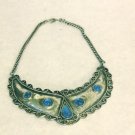 USED - Silver-tone Metal Necklace with Blue Glass Jewels