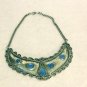 USED - Silver-tone Metal Necklace with Blue Glass Jewels