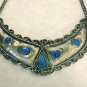 USED - Silver-tone Metal Necklace with Blue Glass Jewels