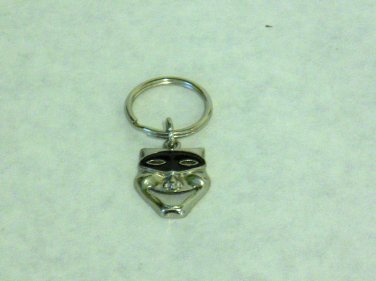 NEW - Theatre 'Comedy' Mask Silver-tone & Black Key Chain