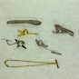 MIXED LOT T: 6 Vintage Tie Pins: Clasp, Chain and Tack Style, Silver & Gold Tones