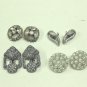 MIXED LOT A: 4 pairs of Vintage Clip-on Earrings- silver tone, rhinestone, pearl