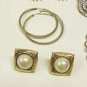 MIXED LOT B: 7 pairs 1980-90's Pierced Earrings, Gold Tones