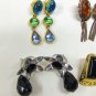 MIXED LOT G:  6 pairs Pierced Earrings, gold tone, black, brown, gems