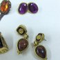 MIXED LOT G:  6 pairs Pierced Earrings, gold tone, black, brown, gems