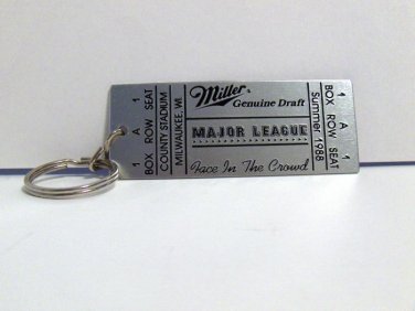 NEW - Miller Genuine Draft & "Major League" ticket keychain