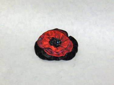 NEW WITH DEFECTS - Victorian/Steampunk Ribbon Rose with Austrian Crystals Decorative Pin