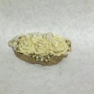 USED - Victorian/Steampunk Ivory Ribbon Roses w/Pearls & Gold Pleated Swag Decorative Pin