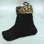 NEW - Unique Black Velvet Christmas Stocking w/Faux Leopard Fur Trim, Fully Lined