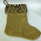 NEW - Unique Camel Chenille Christmas Stocking w/Faux Leopard Fur Trim, Fully Lined
