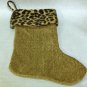 NEW - Unique Camel Chenille Christmas Stocking w/Faux Leopard Fur Trim, Fully Lined