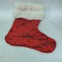 NEW - Unique Red Sparkle Christmas Stocking w/Faux Ermine Fur Trim, Fully Lined