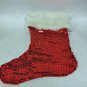 NEW - Unique Red Sparkle Christmas Stocking w/Faux Ermine Fur Trim, Fully Lined