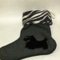 NEW - Unique Black Velveteen Scottie Dog Christmas Stocking w/Faux Zebra Fur Trim, Fully Lined