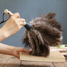 Ostrich Bird Feather Duster for Cleaning,Car Dust Cleaner Brush With White Wood Handle