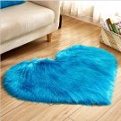 Heart-shaped Love Imitation Wool Carpet Kitchen Rug Cushion Mat Door Mat Plush Dark Blue