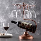Metal Wine Rack Storage Holder 1 Bottle,With 6 Glass Wine Glass Rack Holder