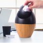 Bamboo Mini Wastebasket Desktop Trash Can Dispenser with Swing Lid for Bathroom