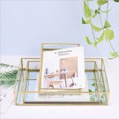 Glass Bathroom Golden Copper Edge Cosmetic Jewelry Storage Organizer Tray Plate