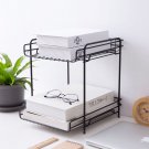Double Kitchen Bathroom Desktop Organizer Office Wrought Iron Storage Rack Black