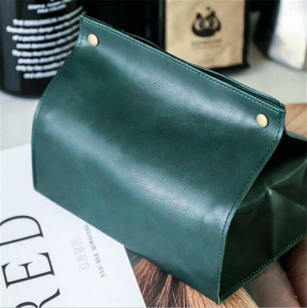 PU Leather Facial Tissue Box Cover Rectangular Napkin Holder,Snap Closure