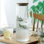 Glass Hot/Cold Water Juice Carafe Pitcher Teapot Cup+Bamboo Lid Cover,1500ML