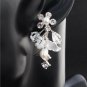 Bridal Women Crystal Pearl Flower Necklace and Earrings Jewelry Set for Wedding