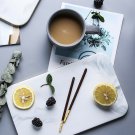 Marble Dinner Plates with Golden Rim,Ceramic Western Breakfast Serving Tray Dish