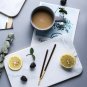 Marble Dinner Plates with Golden Rim,Ceramic Western Breakfast Serving Tray Dish