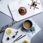 Marble Dinner Plates with Golden Rim,Ceramic Western Breakfast Serving Tray Dish