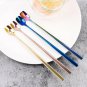 Mixing Stirring Ice Tea Cocktail Spoons,6.7 Inch Square Head Coffee Teaspoon,5pc