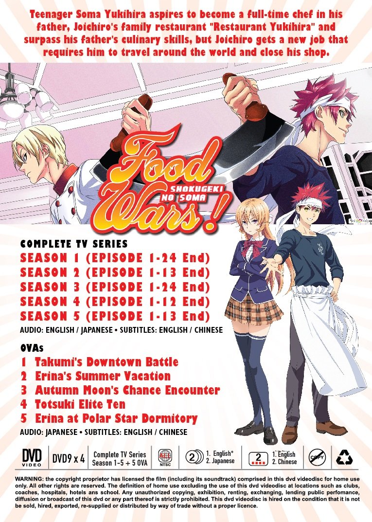 Anime DVD Food Wars! Shokugeki No Soma Season 1-5 Vol.1-86 End English - How Much Of Food Wars Is Dubbed