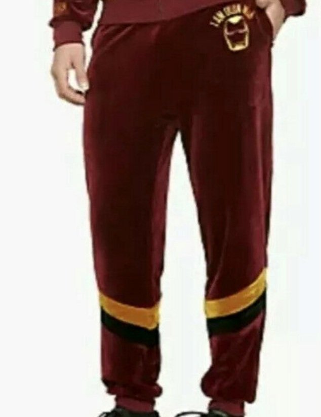 Iron man track pants jogging velour avengers marvel Comics size small burgundy