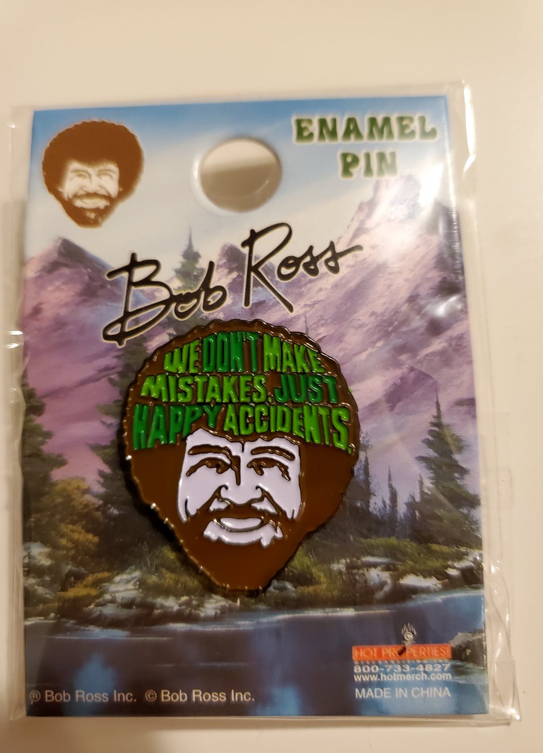 Bob ross enamel pin we don't make mistakes just happy accidents lapel