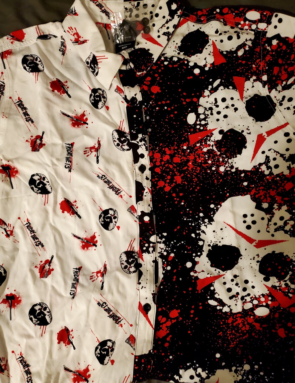 Friday the 13th women's button up shirt woven blouse Jason Voorhees size Medium Horror