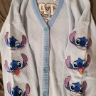 Disney Lilo and Stitch cardigan sweater stay weird blue embroidered sz 2