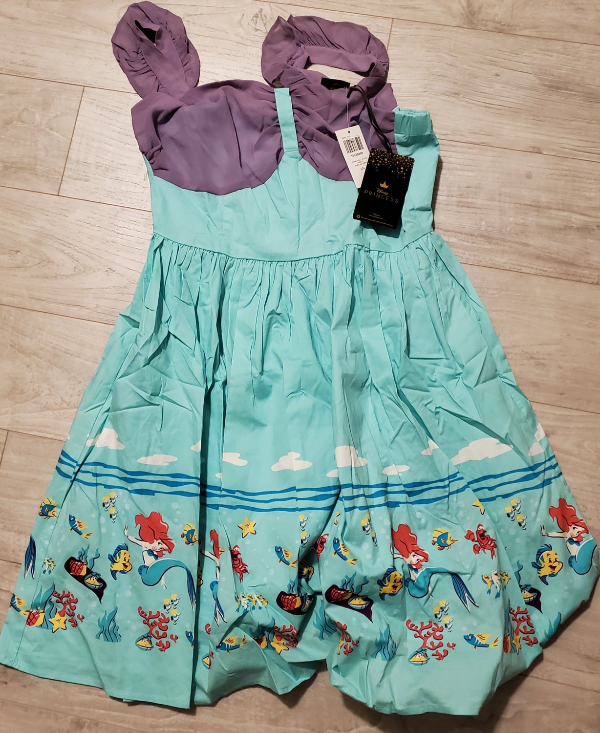 Super rare Disney Princess ariel little mermaid dress retro style rockabilly sz l