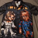 Child's play chucky shirt button up woven satin with Tiffany sz xs horror