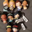 Disney princess bag clips set of 9 including exclusive chase a & b 3d mini figures keychains