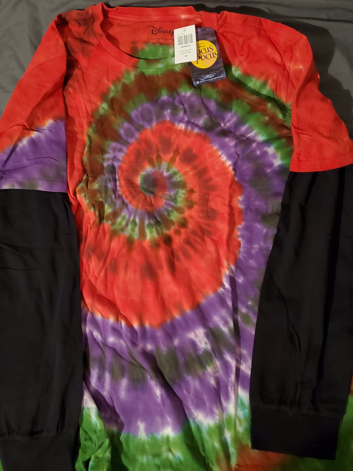 Hocus pocus t shirt tie dye long sleeve twofer sz 3x