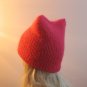 shocking pink mohair pussy cat beanie