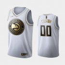 Mens Atlanta Hawks #00 Custom White Golden Jersey
