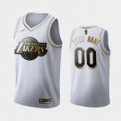 Mens Los Angeles Lakers #00 Custom White Golden Jersey