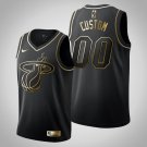 Mens Miami Heat #00 Custom Black Golden Jersey