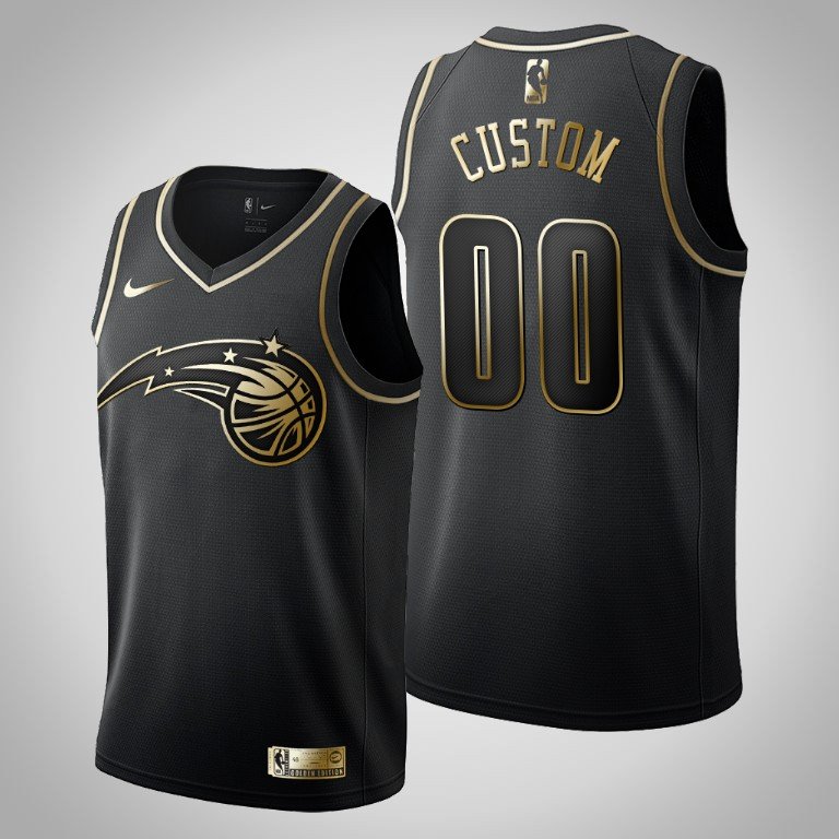 Mens Orlando Magic #00 Custom Black Golden Jersey