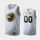 Mens Philadelphia 76ers #00 Custom White Golden Jersey