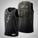 Mens San Antonio Spurs #00 Custom Black Golden Jersey