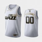 Mens Utah Jazz #00 Custom White Golden Jersey