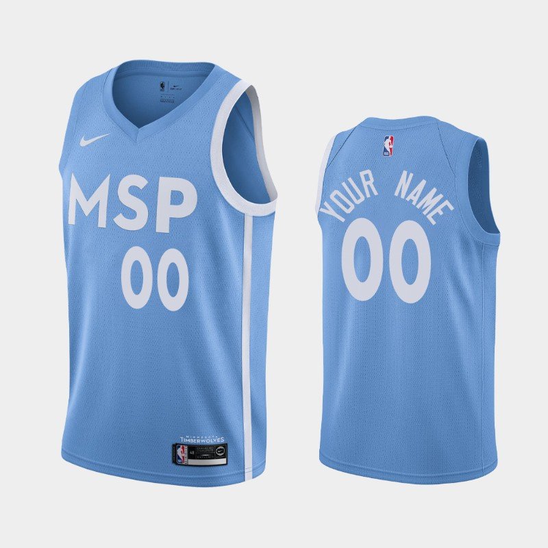 Minnesota Timberwolves #00 Custom Blue City Jersey