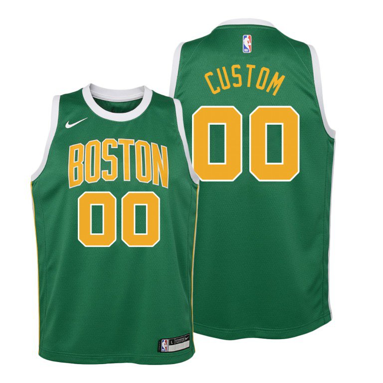 Youth Boston Celtics #00 Custom Earned Jersey Green